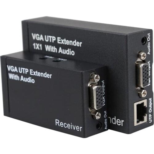2019 VGA Extender Dual Video VGA UTP 1x1 Splitter Extender with Audio up Cat5/6 to 300M VGA UTP Extender Transmitter Receiver