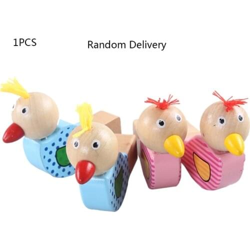 D7WF Vintage Wooden Bird Whistle Toy Children Wooden Educational Games Lovely Bird Shape Toy Durable Safe (Random Color)