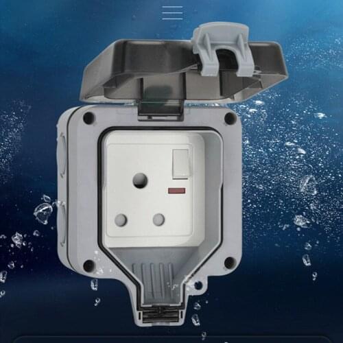 IP66 Weatherproof Waterproof Outdoor Wall Power Socket 16A Double EU Standard Electrical Outlet Grounded AC 110~250V