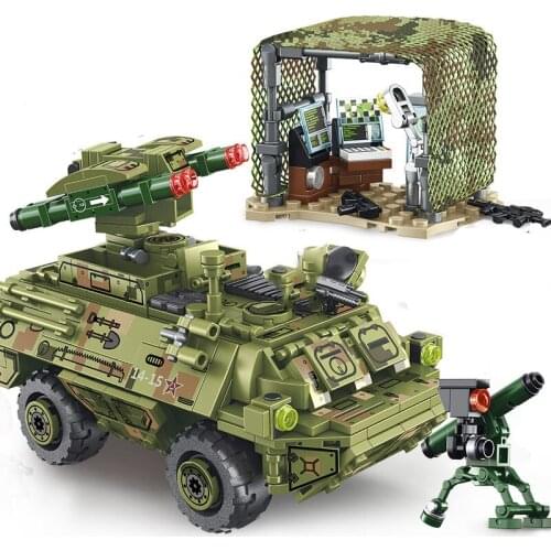 Military series Missile launch armored vehicle Soldier weaponry DIY model Building Blocks Bricks Toys Gifts
