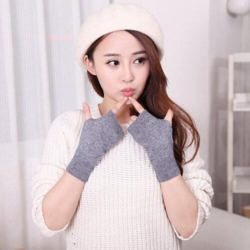YGYEEG Winter Wool Knitted Fingerless Gloves Women Winter Warm Wrist Short Gloves Fashion Ladies Cashmere Stretch Solid Mittens
