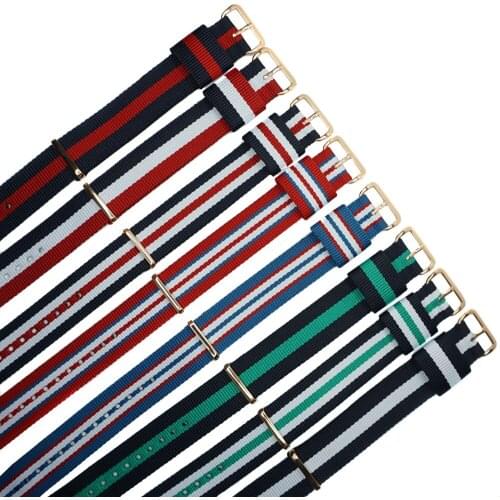 YQI 20mm Nylon Watch Bnad Fiber Stripe Watch Strap Silver Rose Gold Stainless Steel Buckle Watch Men Woman for DW DW