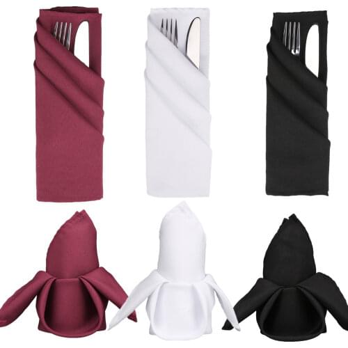 10Pieces Polyester Restaurant 50CM Square Folding Cloth Hotel Banquet Serviette White Red Black Table Napkin Wedding Party Favor