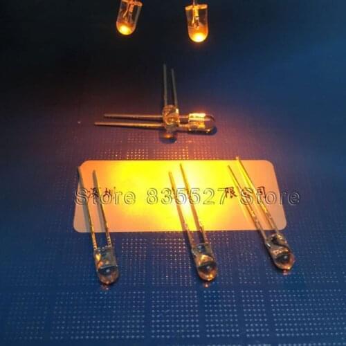 1000pcs/lot Ultra bright yellow light 3mm round golden yellow 2200k warm yellow F3 Borderless lamp LED bead light emitting diode