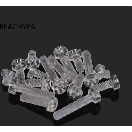 1000PCS M4*4/6/8/10/12/14/20/25mm Acrylic Screw Transparent PC Screw Clear Plactic Polycarbonate Bolt Lighting Lamp Installation