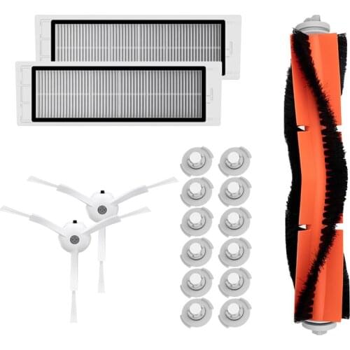 2 Hepa Filter + 12 Water Tank Filter + 2 Side Brush + 1 Roller Brush for Xiaomi for Roborock S50 S51 Robot Vacuum Cleaner Parts