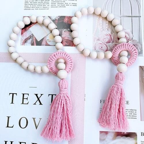 2 Pack Curtain Tiebacks Decorative Rope Strap with Wooden Beads Window Curtain Holders Tie Back for Home Office Decor