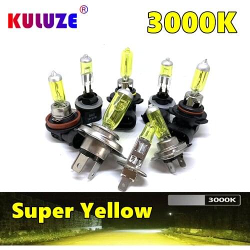 KULUZE H1 H3 H4 H7 H8 H11 Super Yellow Headlamp 3000K HB3 HB4 9012 Halogen Lamp Upgrade Rain And Fog Proof Light Car Bulb 2 pcs
