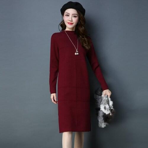 2018 Autumn New Pattern Will Code Self-cultivation Thin Sweater Long Fund Knitting Rendering Dress