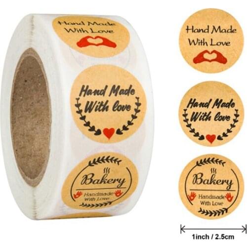 500pcs Round Natural Kraft Handmade Stickers scrapbooking for package adhesive thank you sticker seal labels stationery