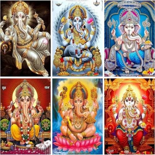 5D Diamond Painting Elephant Hinduism Ganesha Pictures By Rhinestones Religion Icon Full Square Kit Diamond Embroidery Wall Art
