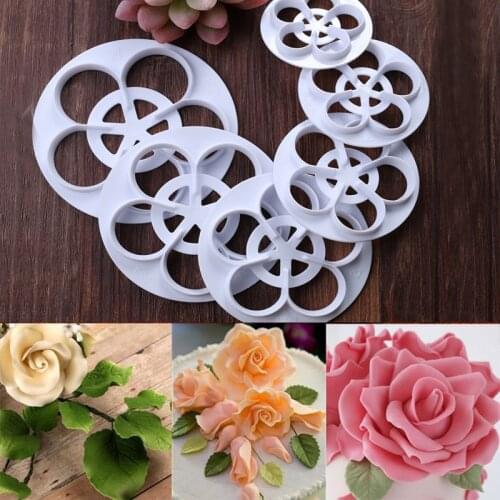 6pcs/lot Fondant Cake Decorating Tools Sugarcraft Rose Flower Cookie Cutter Confectionery Kitchen Bakeware