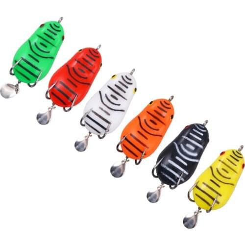 6cm 12g TopWater Silicone Frog Fishing Lure Soft Bait Pike Wobblers Artificial Bait Fishing Tackle Ray Frog With feather 6Colors