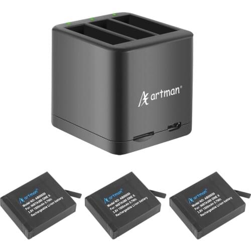 Artman Insta360 ONE X Camera Replacement Battery(3-Pack) and A Triple Slot USB Charger with Built-in TF Memory Card Reader