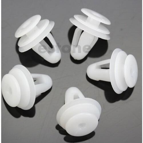 Car 8 mm Hole White Plastic Rivets Fastener Door Clips 10 Pcs New D7WD