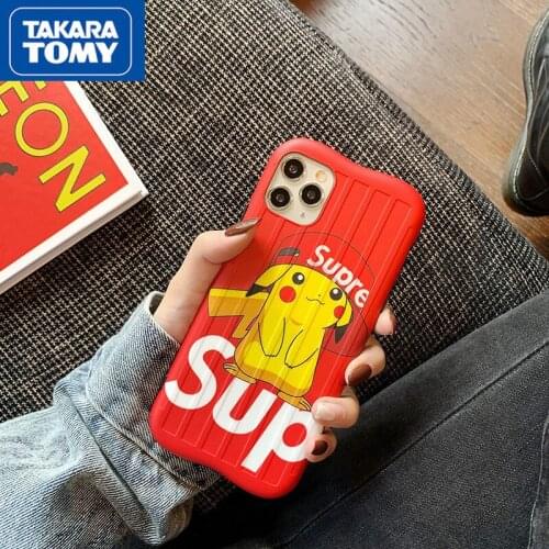TAKARA TOMY Pokemon Pikachu Silicone Phone Case for IPhone 7/8P/X/XR/XS/XSMAX/11 Phone Couple Case Cover