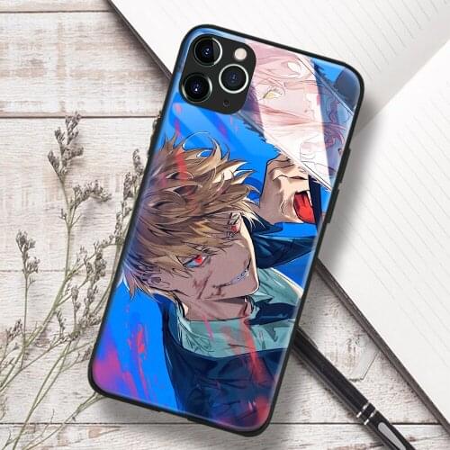 Makima and Denji Chainsaw Man Manga Anime Soft TPU Glass Phone Case for IPhone SE 6s 7 8 Plus X Xr Xs 11 12 Mini Pro Max Samsung