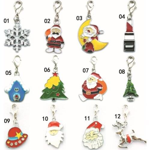 JINGLANG 12 Pcs/Lot Mix Sale Christmas Decoration Fashion Lobster Clasp Christmas Style Charms For Jewelry Making Accessories