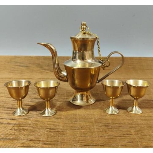 China seiko brass wine pot and wine cup crafts statue A set