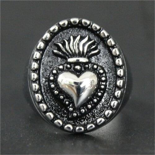 1pc Support Drop Ship Newest Design Heart Ring 100% 316L Stainless Steel Punk Love Heart Crown Ring