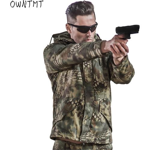 Military Camouflage Mens Winter Jacket with Hood G8 Thick Fleece Lining Tactical Coat Hooded Mens Windbreaker Airsoft Outwear