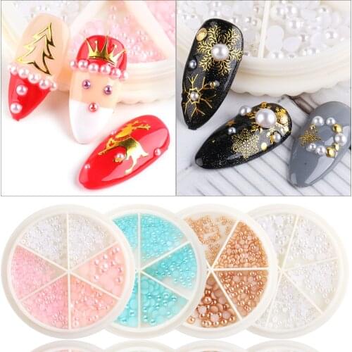 Hot Nail Ornament Ins Retro Semicircle Flat Mixed Color Mixed Size Plate Nail Pearl Nail nail decoration nail accesoires