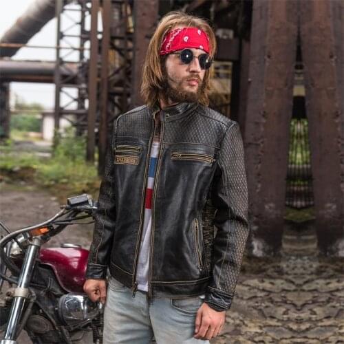2020 Vintage Black Men Skulls Pattern Bikers Leather Jacket Large Size XXXL Genuine Cowhide Autumn Slim Fit Motorcycle Coat