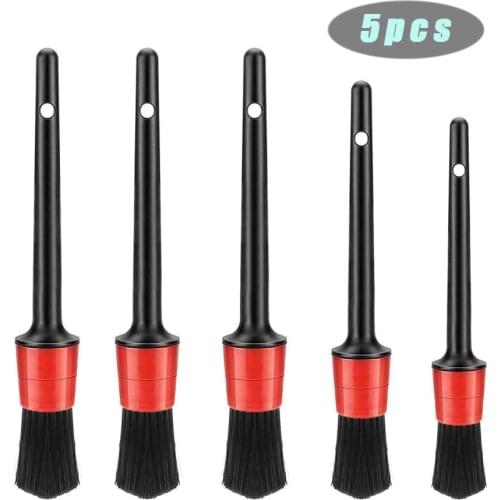 Car Detailing Brush Set 5 Sizes Fiber Plastic Handle Automotive Detail Brushes for Cleaning Car Motorcy Wheel Engine Computer PC