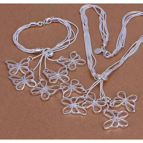 S334 925 sterling silver jewelry set, fashion jewelry set Five Butterfly Earrings Bracelet Necklace S334 /appajgwa gftaoxaa