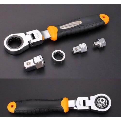 New 5pcs/set Flexible Ratchet Wrench 1/4" 3/8" 1/2" Adjustable Sleeve Adapter CR-V Wrench Spanner Auto Repair Tools Set 5pcs