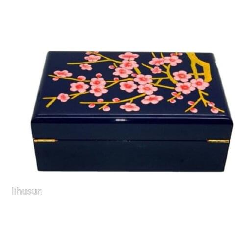Wholesale 21*14*7.5cm Chinese Handmade Classic flower Wooden Lacquerware&Embroidery Peony 2 Layer Jewelry Box