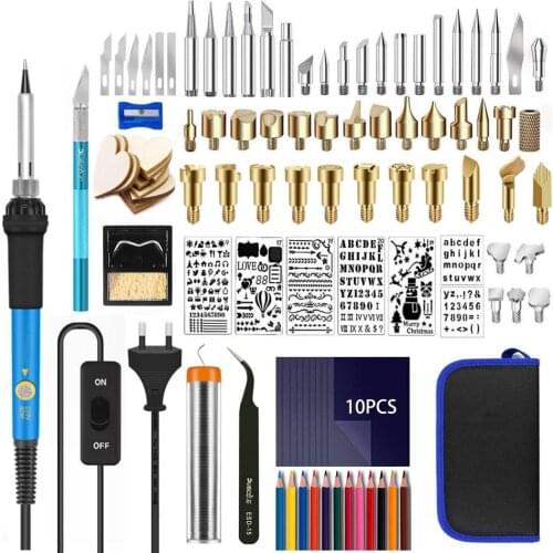 Dusco.E 220V/110V 60W Soldering Iron Wood Burning Kit Heat Transfer Gourd Engraving Tool Carving Pyrography Pen Welding Set