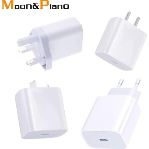 PD20W EU UK US AU Charger Fast Charging Type-c Interface Adapter Plug Travel Wall Mobile Phone Chargers High Quality White Color