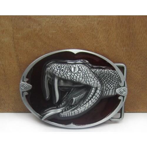 BuckleClub zinc alloy cool cobra head belt buckle jeans gift belt buckle FP-02926-2 pewter finish 4cm width loop drop shipping
