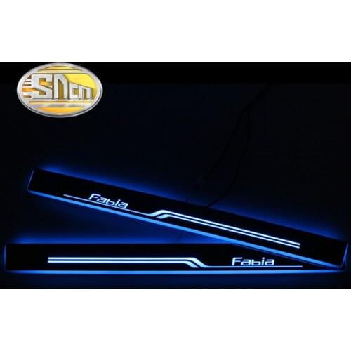 SNCN Waterproof Acrylic Moving LED Welcome Pedal Scuff Plate Pedal Door Sill Pathway Light For Skoda Fabia 2015 2016
