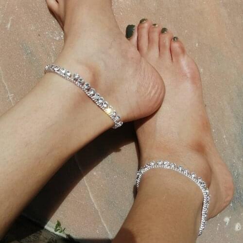 Stonefans 2PCS Crystal Pendant Anklets Tennis Chain Feet Bracelet Leg Accessories Womens Jewelry 2021 Anklet Wholesale Ornament
