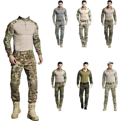 Outdoor Sport Military Uniform Multicam Army Combat Shirt Uniform Tactical Pants Camouflage Suit Hunting Pants With Knee Pads