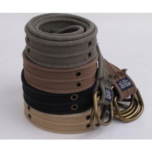 Wow! Brand D-Ring Canvas Belts Men High Quality Fashion Belt Casual Double Air Eye Belts 100% Cotton Washed Soft
