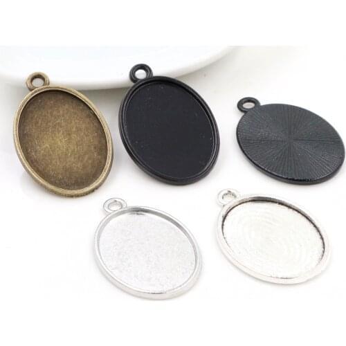 10pcs/Lot 18x25mm Inner Size 5 Colors Plated One Sided Single Hanging Simple Style Cameo Base Setting Charms Pendant Tray
