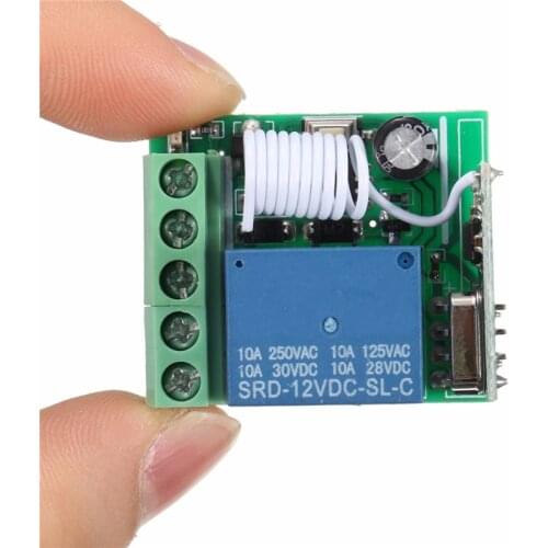 100M DC 12V 10A 1Ch Wireless Relay RF Remote Control Switch Heterodyne Receiver 315MHZ