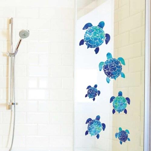 2 Pieces Wall Stickers Sea turtle Print PVC Decals Decorative Paper Indoor Decorations For Home Bathtub Creative Animal Stickers