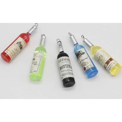 5pcs simulation fun red wine cocktail glass pendant earrings keychain DIY personality creative pendant decorative resin jewelry