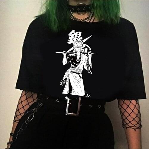 Gintama Anime Sakata Gintoki Kagura Tshirts Men Fashion Summer T-shirts Tshirt Top Tees Harajuku Male