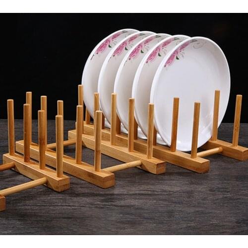 Bamboo Kitchen Plates Storage Holder Glass Cups Coffee Cups Holder Home Bowls Dishes Organize Rack Home Storage & Organization