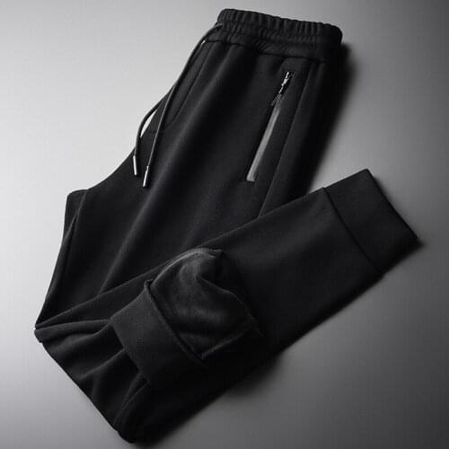 Add Velvet Autumn And Winter Elastic Waist Thick Trousers Men Plus Size 3XL 4XL Slim Sport Casual Mens Pants