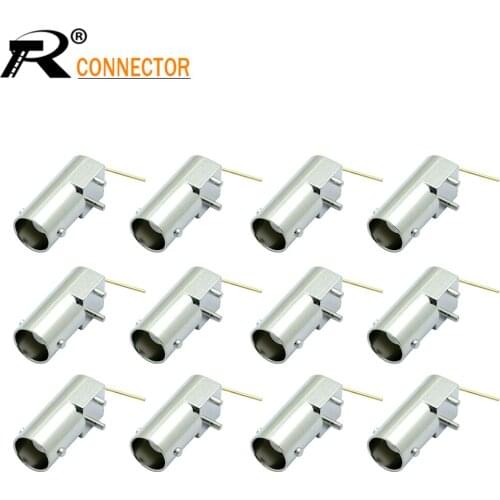 BNC Female Right Angle PCB Mount bnc Socket Chassis Nickel Plated R Connector for digital cable TV 12pcs