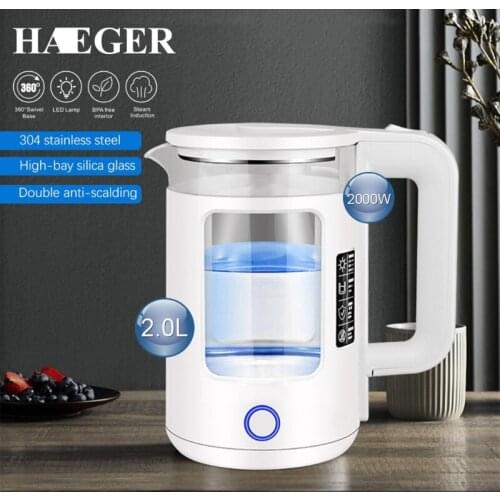 Electric Kettle Fast Heating Glass Electric Tea Kettle, Hot Water Boiler, Stainless Steel Inner Cover Countertop Teapot