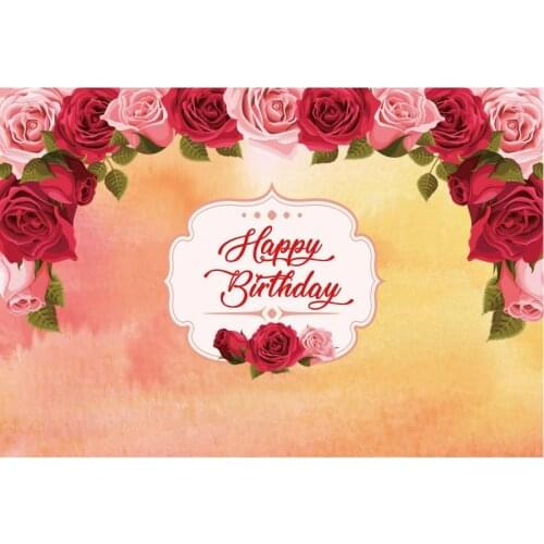 Birthday Backdrop Rose Red and Pink Flower Photography Background Holiday Celebration Photo Booth Studio Decor