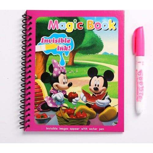 Disney Minnie Mickey water painting Drawing toys Graffiti anime action figure Watercolour Magic book for girl birthday gift