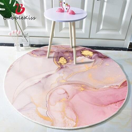 Bubble Kiss Round Carpets For Living Room Fashion Pink Rugs Home Art Marbling Door Mat Bedroom Decor Carpet Customized Area Rug